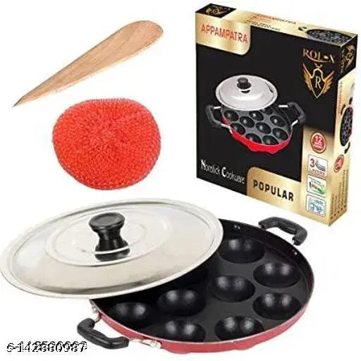 Appam Patra with Lid and Side Handle/ kulipaniyaram pan nonstick/ appe/Appam Pan/Appam Maker/app Pan maker Paniarakkal with Lid Paniarakkal with Lid 0.5 L capacity 23 cm diameter (Aluminium, Non-stick)