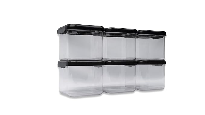 S R OLL PRODUCT 100% Unbreakable Kitchen Plastic Storage Containers Jars Canister Box Combo Set - 500 ml Plastic Grocery Container (Pack of 6)