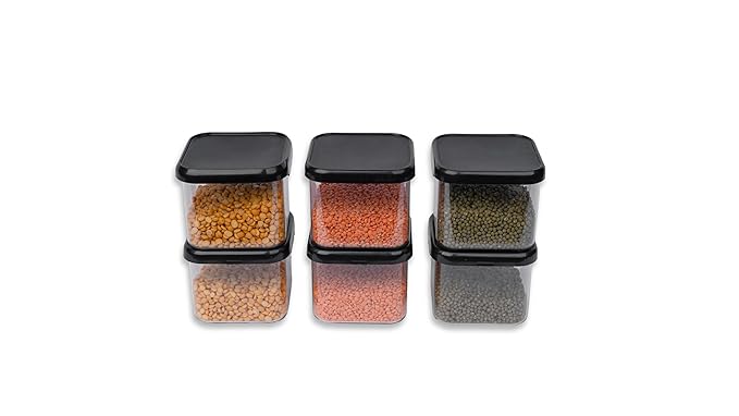 S R OLL PRODUCT 100% Unbreakable Kitchen Plastic Storage Containers Jars Canister Box Combo Set - 500 ml Plastic Grocery Container (Pack of 6)