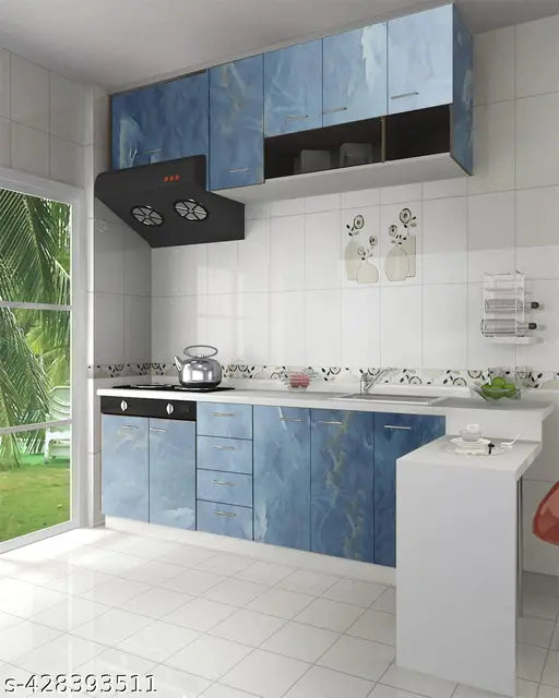 NAREVAL Blue Marble wallpaper for kitchen, fire proof sheets for kitchen, kitchen oil proof sticker, shelf stickers waterproof for kitchen, pvc wall stickers roll waterproof, vinyl stickers for wall (SIZE:60*200CM)