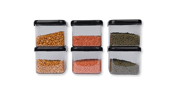 S R OLL PRODUCT 100% Unbreakable Kitchen Plastic Storage Containers Jars Canister Box Combo Set - 500 ml Plastic Grocery Container (Pack of 6)