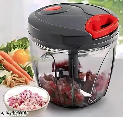 Plastic 950ml Kitchen Chopper with 5 Blades and 1 Plastic Whisker, Multipurpose Manual Chopper, Vegetable & Fruit Cutter Chopper -(GREY) PREMIUM QUALITY PRODUCT