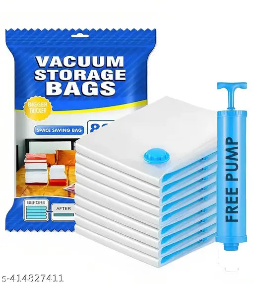 5 Pack Vacuum Bags for Travel with Hand Pump,Airtight,Reusable Space Saver Compression Bags for Packing,Sealer Bags with Ziplock for Blanket (2 Small,2 Medium,1 Large)