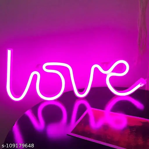 BM Love Neon Led Light Sign for Love Room Decoration Accessory, Table Decoration, Gifts, Night Light with (USB)(PINK) || Love light lamp || Love Neon Lights || Love Lighting gift ||Love Lights || Love Neon Light